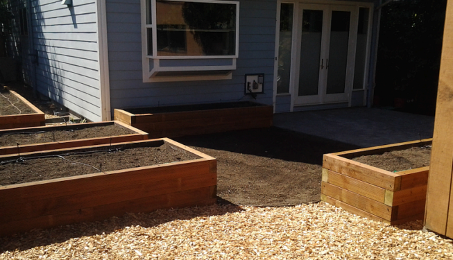 Raised beds garden boxes in progress