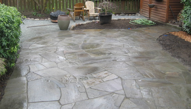 Stone patio and path