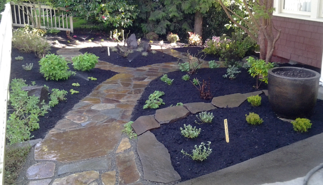 Stone pathways with plantings