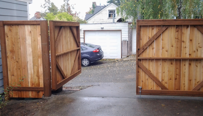 Custom built wood gate